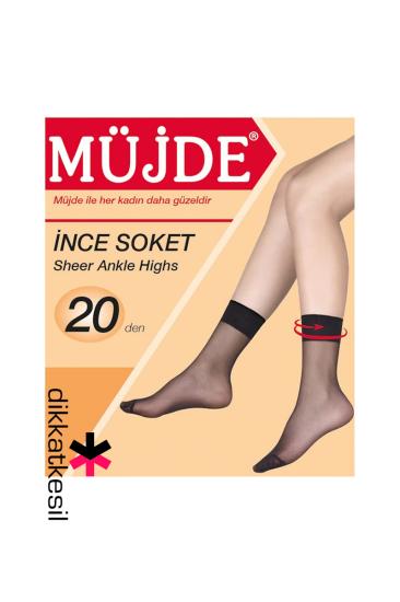 Müjde Çorap, 20 Denye İnce Soket 500 Siyah Renk Çorap, Müjde Çorapları - DikkatKesil