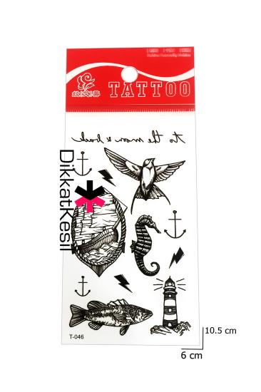 Yelkenli Denizatı Deniz Feneri Balık Kuş Şimşek Çapa Yazı Geçici Dövme, Karışık Dövmeler - DikkatKesil